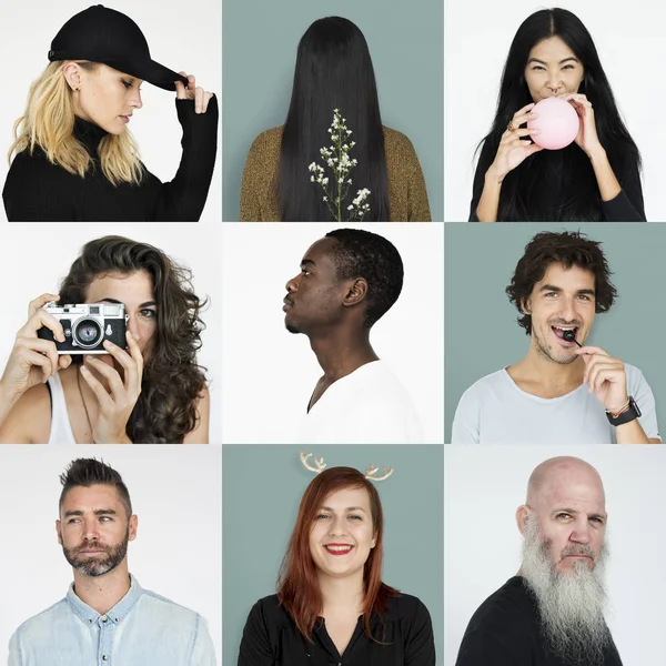 Set van diversiteit gezichten van mensen — Stockfoto