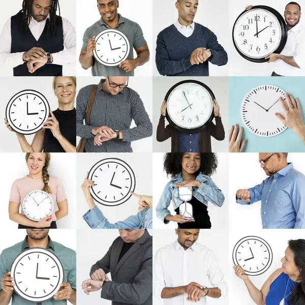 Persone diverse con il tempo — Foto Stock