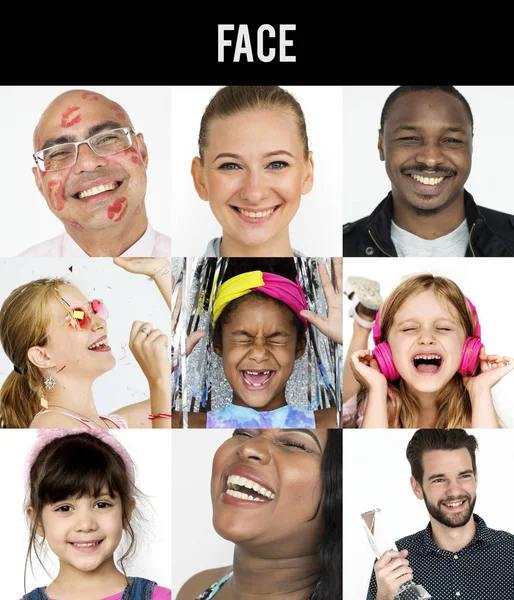 Pessoas sorridentes com expressões faciais — Fotografia de Stock
