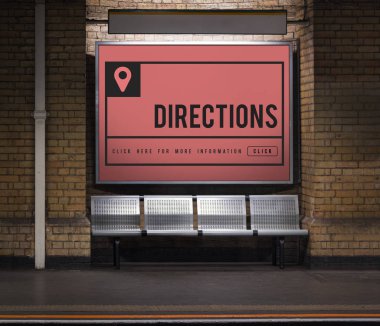 Otobüs durağı koltuklar ve reklam kurulu