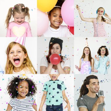 gülümseyen insanlarla yüz ifadeleri