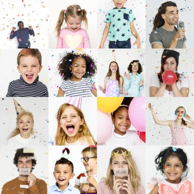 gülümseyen insanlarla yüz ifadeleri