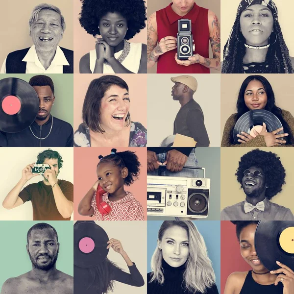 Set of Diversity People Faces — Stock Photo, Image