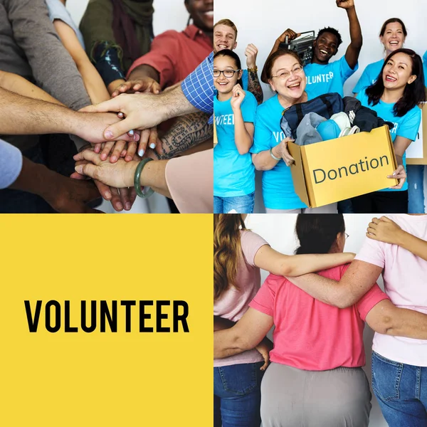 Diverse people working as volunteers — Stock Photo, Image