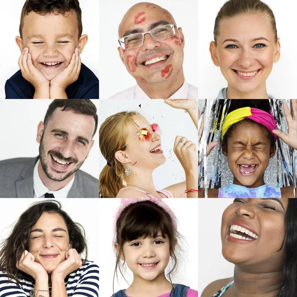 Lächelnde Menschen mit Gesichtsausdruck — Stockfoto