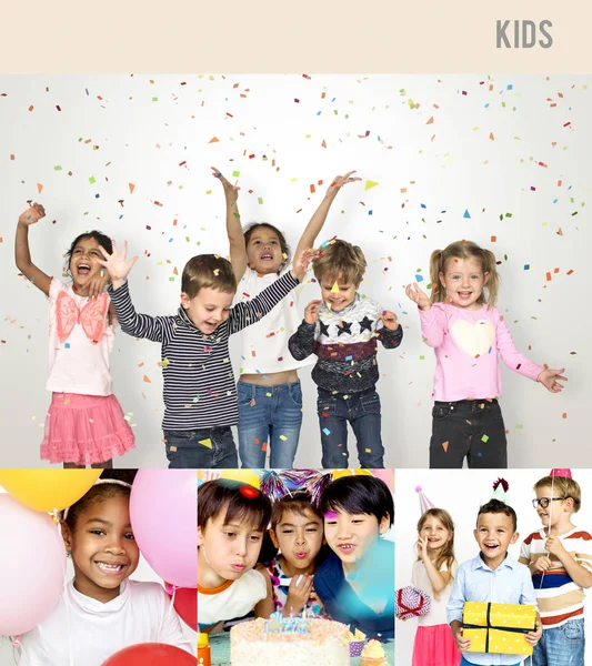 Koláž s dětmi rozmanitost — Stock fotografie