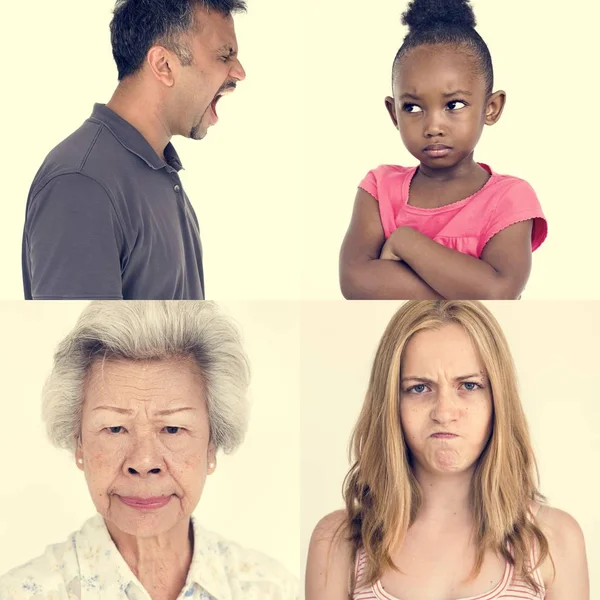 Persone con espressione faccia arrabbiata — Foto Stock