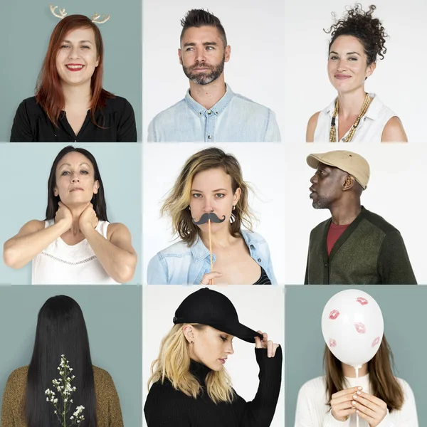 Zestaw różnorodności ludzi twarze — Zdjęcie stockowe