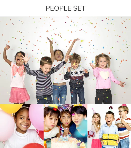 Kollázs a sokszínűség gyerekek — Stock Fotó