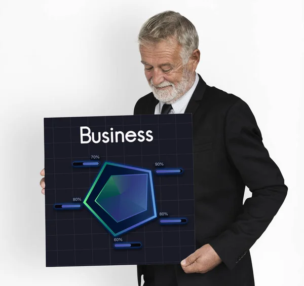 Senior Business man holding placard — Stock Photo, Image