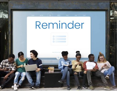 Genç öğrenciler afişini siting 