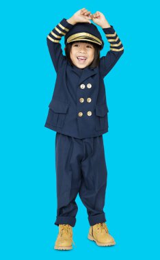 mutlu küçük çocuk Pilot kostüm