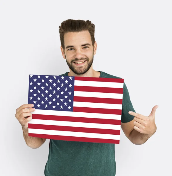 Man holds placard — Stock Photo, Image