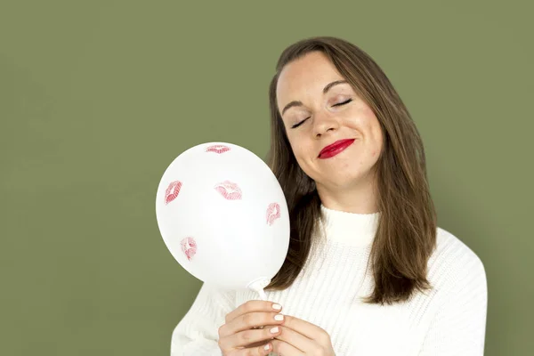 Señora sosteniendo globo —  Fotos de Stock