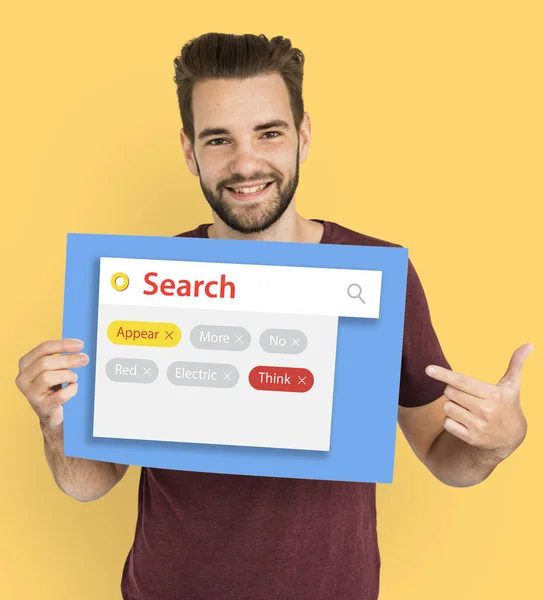 Man holds placard — Stock Photo, Image