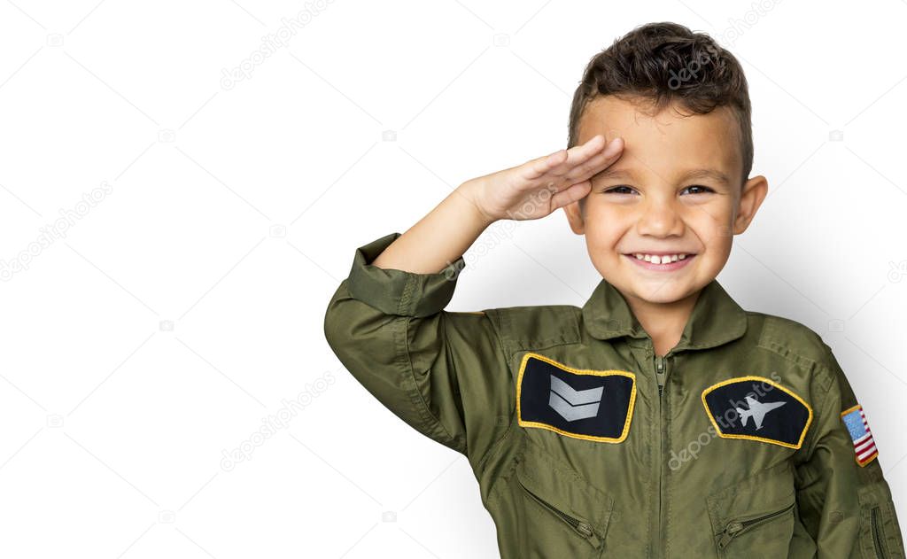 little boy in soldier costume