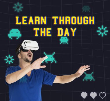 Adam visualiaing gerçeklik Gadget'ı kullanma 