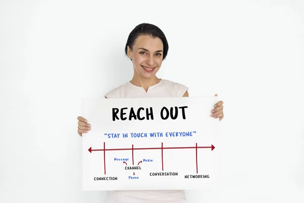 Woman holding banner — Stock Photo, Image