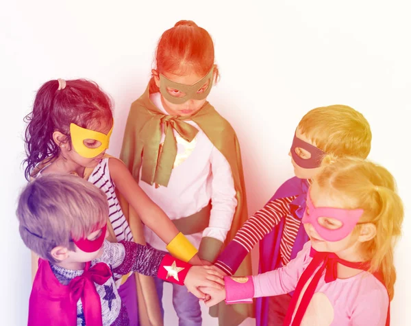 Children wearing superhero costumes — Stock Photo, Image