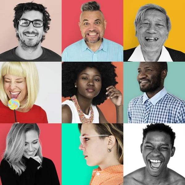 多様性人顔のセット — ストック写真