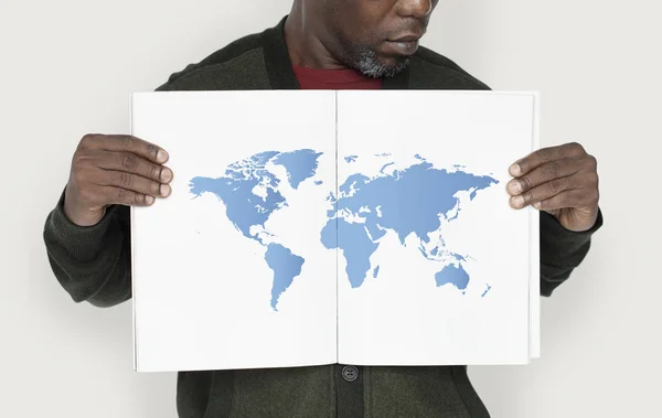 Man showing and holding paper — Stock Photo, Image