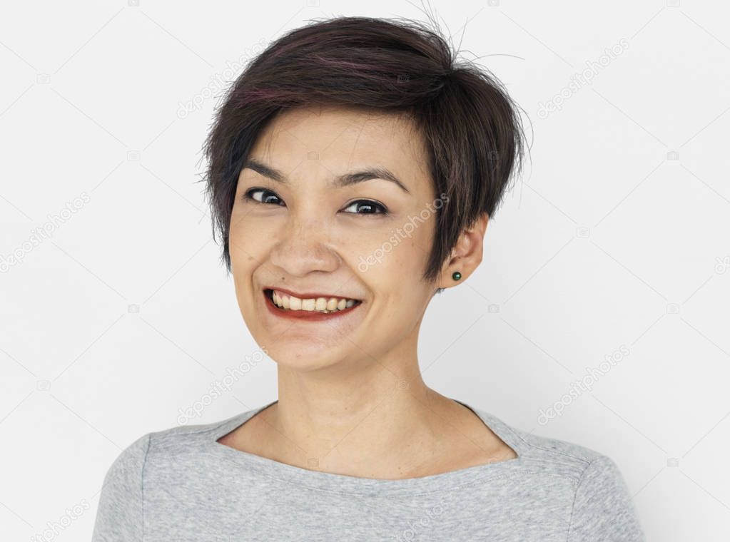 asian woman with short hair