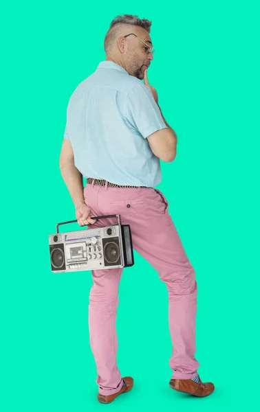 Homem segurando Jukebox — Fotografia de Stock