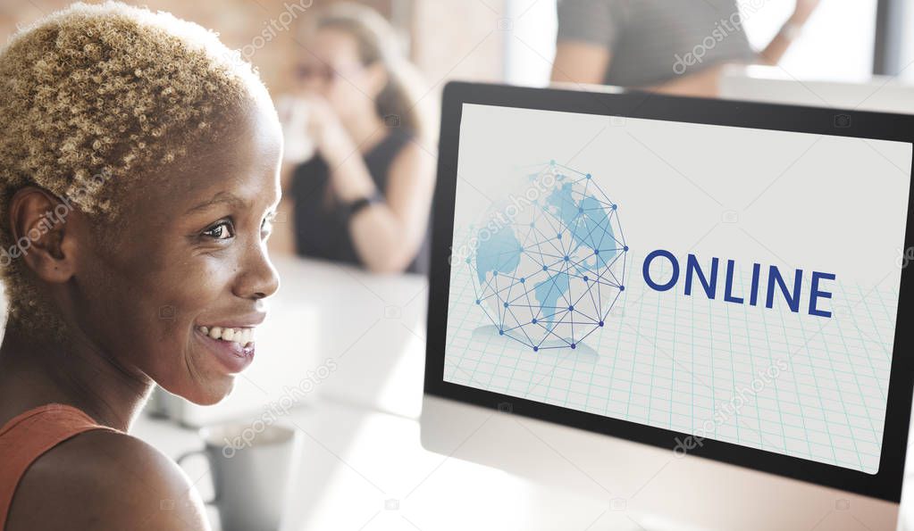 Businesswoman working on computer