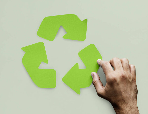 human hand and green arrows