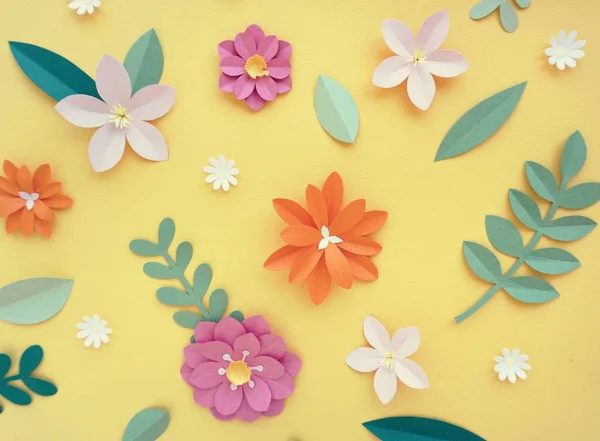 Flores de Papercraft de colores tropicales — Foto de Stock