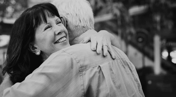 Senior couple in love embracing — Stock Photo, Image