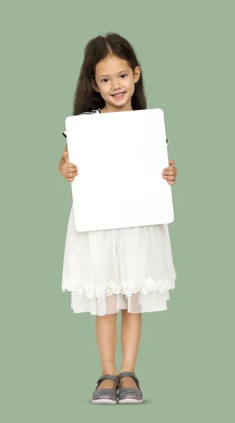 Dívka s prázdné desky — Stock fotografie
