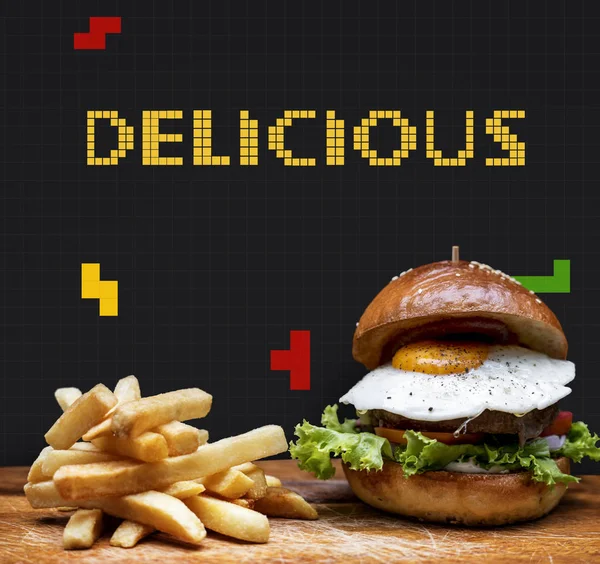 Lekkere Zelfgemaakte Hamburger Friet Originele Photoset — Stockfoto