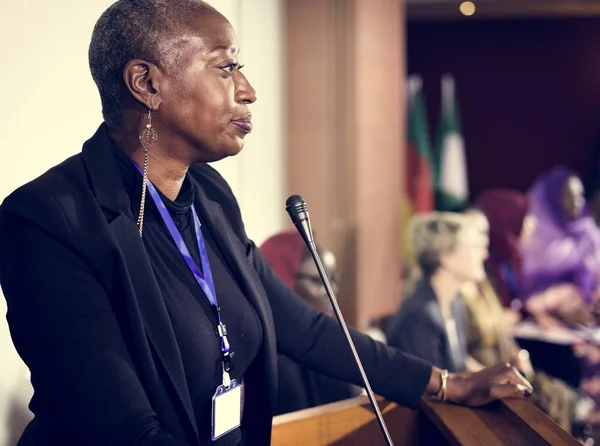 Speaker african woman talking
