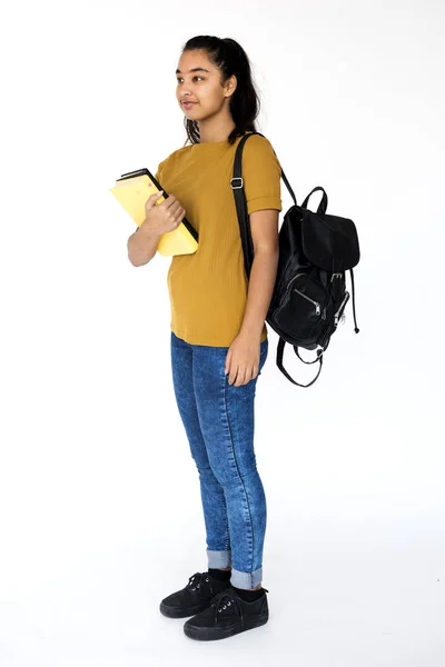 Estudante menina com mochila — Fotografia de Stock