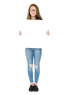 Boş afişini tutan kişi 