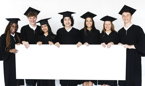 Students  holding banner — Stock Photo, Image