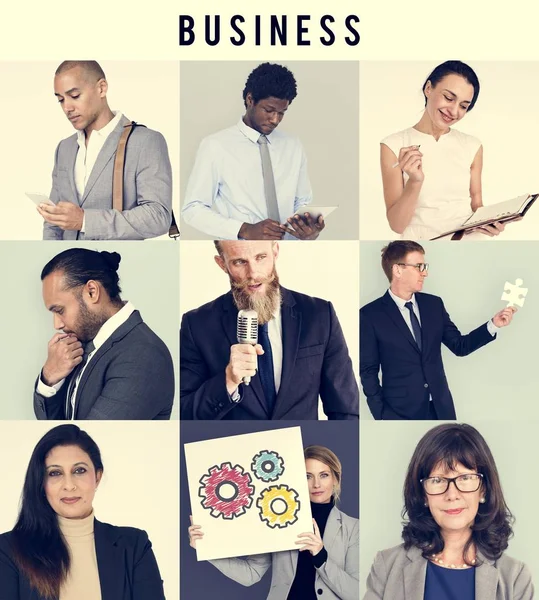 多様なビジネスの方々 とコラージュ — ストック写真