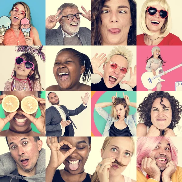 Uppsättning av mångfald människor ansikten — Stockfoto