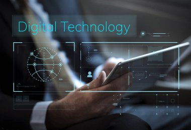 İşadamı tarama dijital tablet