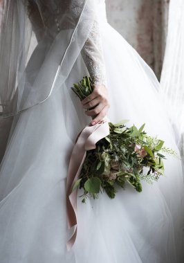 Bride Holding Bouquet clipart