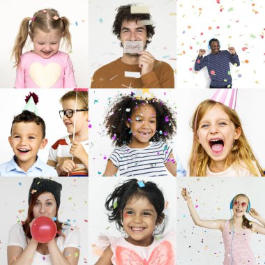 gülümseyen insanlarla yüz ifadeleri