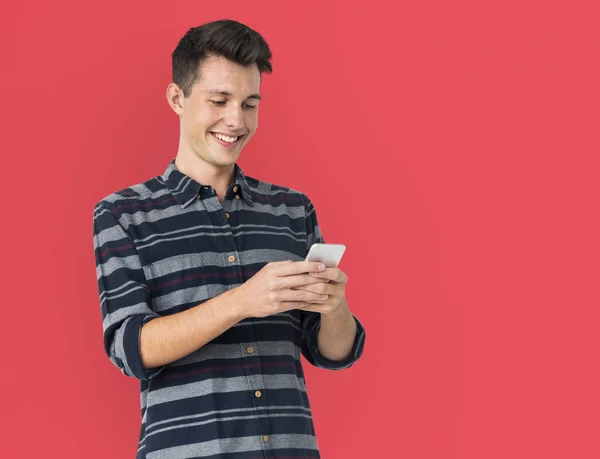 Young Man Using Phone — Stock Photo, Image