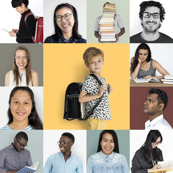 Diversidade pessoas lendo livros — Fotografia de Stock