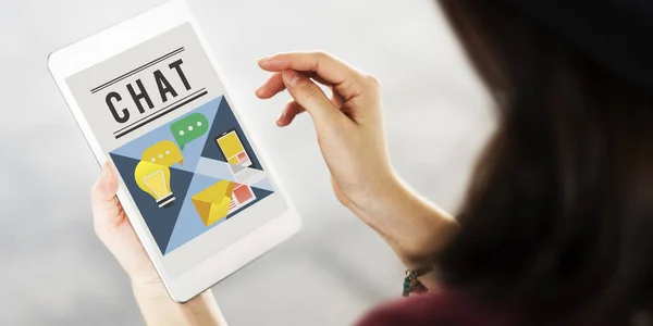 Woman holding digital tablet — Stock Photo, Image