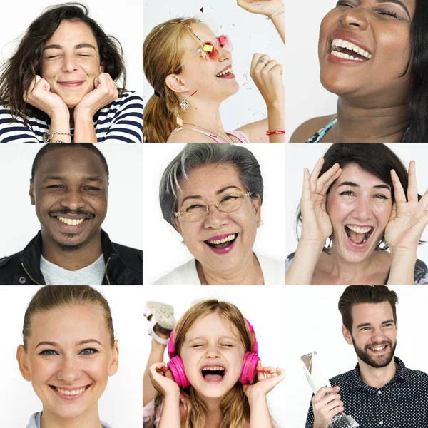 Pessoas sorridentes com expressões faciais — Fotografia de Stock