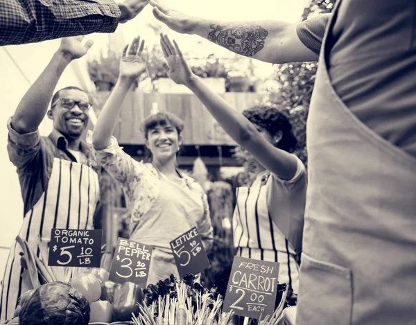 Group Diverse People Hands Out Together Teamwork Original Photoset — Stock Photo, Image