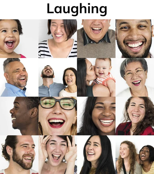Conjunto de personas de diversidad riendo — Foto de Stock