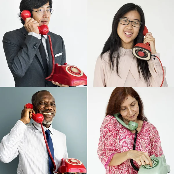 Diversas personas usando el teléfono — Foto de Stock