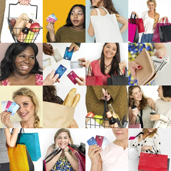 多様性の女性が買い物を楽しんで — ストック写真